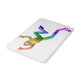 SlipperyJoe's regenboogkleurige kikker weergegeven Badmat