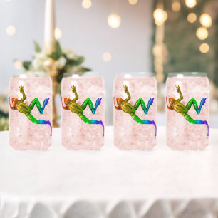 SlipperyJoe's regenboogkleurige kikker weergegeven Blikvorm Glas