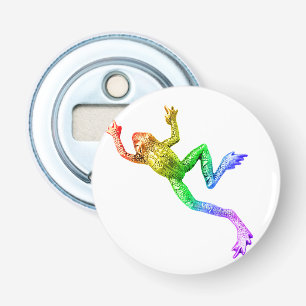 SlipperyJoe's regenboogkleurige kikker weergegeven Button Flesopener