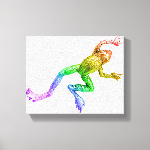 SlipperyJoe's regenboogkleurige kikker weergegeven Canvas Afdruk