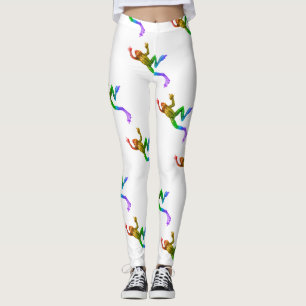 SlipperyJoe's regenboogkleurige kikker weergegeven Leggings