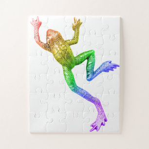 SlipperyJoe's regenboogkleurige kikker weergegeven Legpuzzel