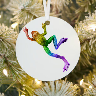 SlipperyJoe's regenboogkleurige kikker weergegeven Metalen Ornament