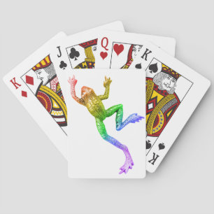 SlipperyJoe's regenboogkleurige kikker weergegeven Pokerkaarten