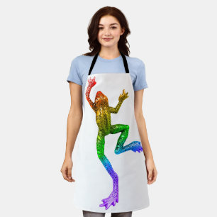 SlipperyJoe's regenboogkleurige kikker weergegeven Schort