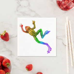 SlipperyJoe's regenboogkleurige kikker weergegeven Servet