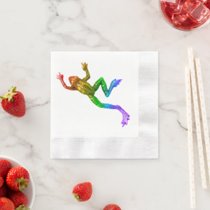 SlipperyJoe's regenboogkleurige kikker weergegeven Servet
