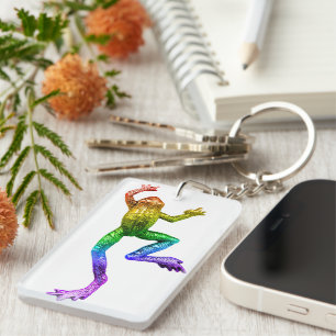 SlipperyJoe's regenboogkleurige kikker weergegeven Sleutelhanger