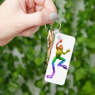 SlipperyJoe's regenboogkleurige kikker weergegeven Sleutelhanger