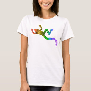 SlipperyJoe's regenboogkleurige kikker weergegeven T-shirt