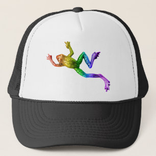SlipperyJoe's regenboogkleurige kikker weergegeven Trucker Pet