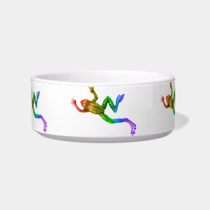 SlipperyJoe's regenboogkleurige kikker weergegeven Voerbakje