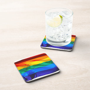SlipperyJoe's Regenboogvlag voor Gay Pride golfde Bier Onderzetter