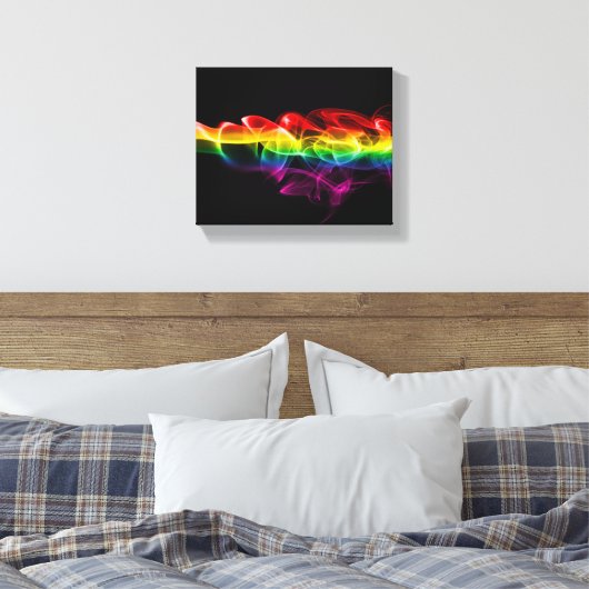 SlipperyJoe's rook viert levendige regenboogkleure Canvas Afdruk (Insitu (Slaapkamer))