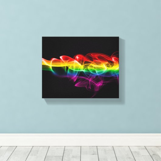 SlipperyJoe's rook viert levendige regenboogkleure Canvas Afdruk (Insitu (Houten vloer))