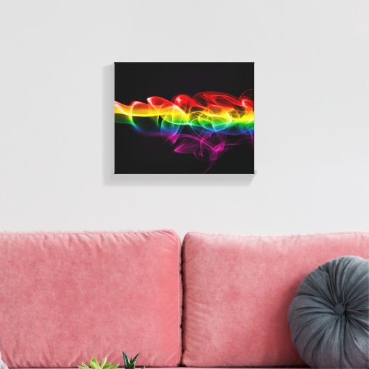 SlipperyJoe's rook viert levendige regenboogkleure Canvas Afdruk (Insitu (Woonkamer))