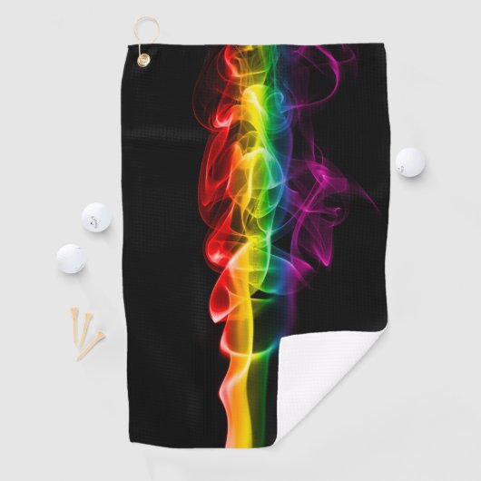 SlipperyJoe's rook viert levendige regenboogkleure Golfhanddoek (Insitu)