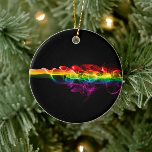 SlipperyJoe's rook viert levendige regenboogkleure Keramisch Ornament (Boom)