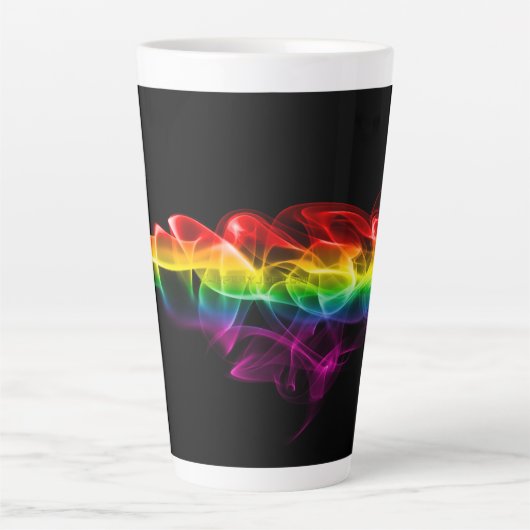 SlipperyJoe's rook viert levendige regenboogkleure Latte Mok (Voorkant)