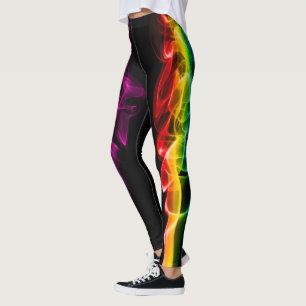 SlipperyJoe's rook viert levendige regenboogkleure Leggings