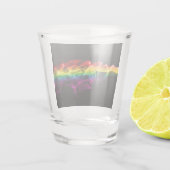 SlipperyJoe's rook viert levendige regenboogkleure Shot Glas (Achterkant)
