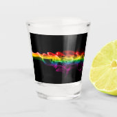SlipperyJoe's rook viert levendige regenboogkleure Shot Glas (Voorkant)