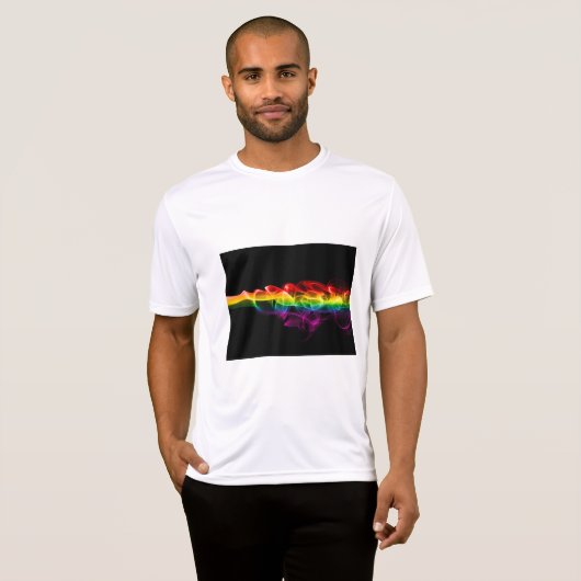 SlipperyJoe's rook viert levendige regenboogkleure T-shirt (Voorkant volledig)