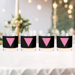 SlipperyJoe's roze driehoek vlag helder roze symbo Whisky Glas