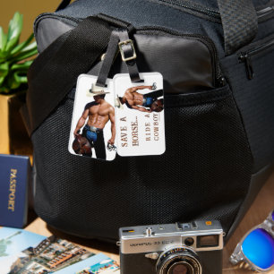 SlipperyJoe's Save a horse Ride A Cowboy pet muscu Bagagelabel