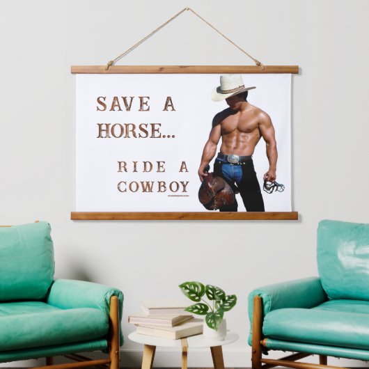 SlipperyJoe's Save a horse Ride A Cowboy pet muscu Hangend Wandkleed (Woonkamer)