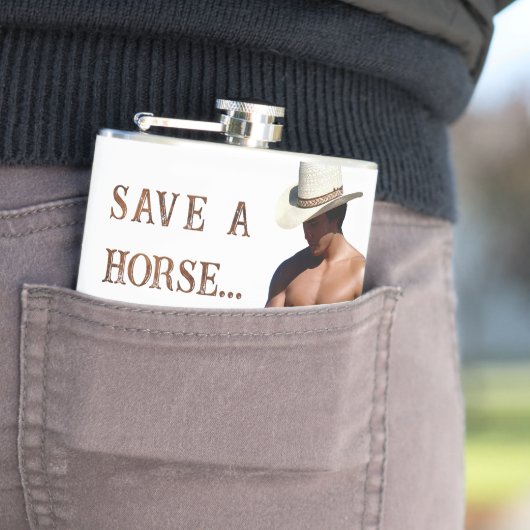 SlipperyJoe's Save a horse Ride A Cowboy pet muscu Heupfles (Voorbeeld)