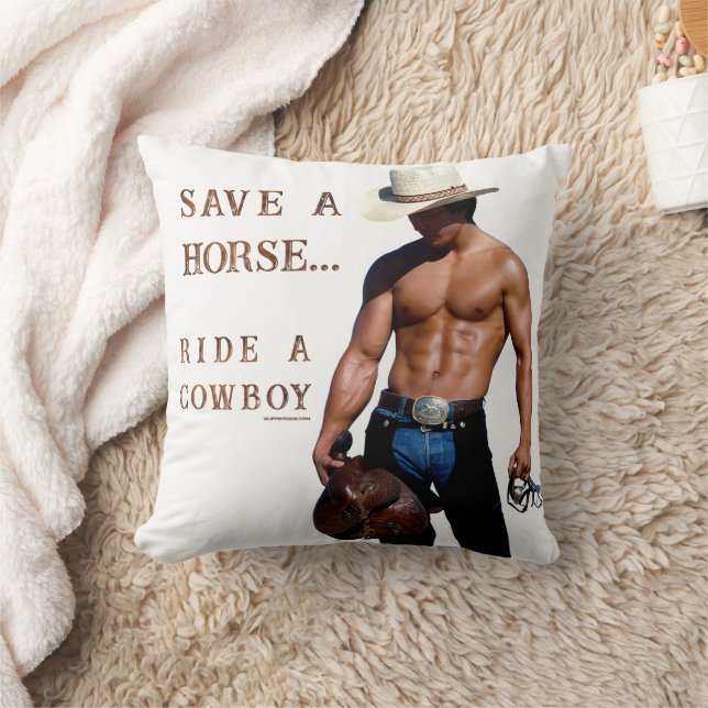 SlipperyJoe's Save a horse Ride A Cowboy pet muscu Kussen (Deken)