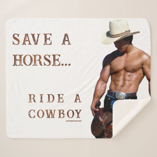 SlipperyJoe's Save a horse Ride A Cowboy pet muscu Sherpa Deken (Voorkant (horizontaal))