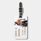 SlipperyJoe's save horse ride rietje cowboy pet mu Bagagelabel (Voorkant verticaal)