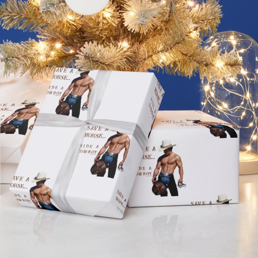 SlipperyJoe's save horse ride rietje cowboy pet mu Cadeaupapier (Feestdagen)