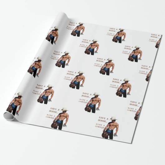 SlipperyJoe's save horse ride rietje cowboy pet mu Cadeaupapier (Uitgerold)