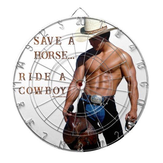 SlipperyJoe's save horse ride rietje cowboy pet mu Dartbord (Voorkant)