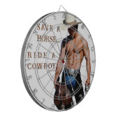 SlipperyJoe's save horse ride rietje cowboy pet mu Dartbord (Voorkant Links)