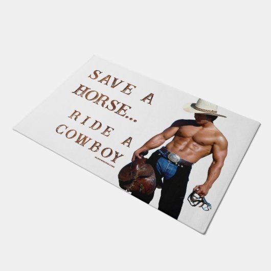 SlipperyJoe's save horse ride rietje cowboy pet mu Deurmat (Schuin)