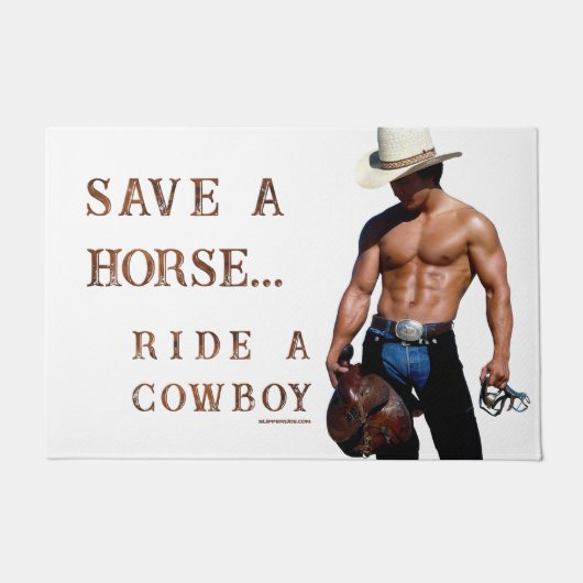 SlipperyJoe's save horse ride rietje cowboy pet mu Deurmat (Voorkant)