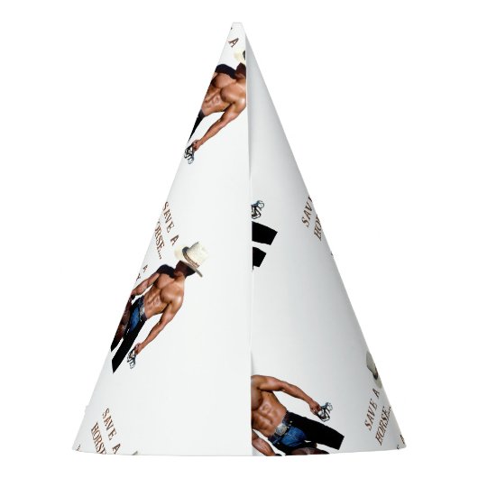 SlipperyJoe's save horse ride rietje cowboy pet mu Feesthoedjes (Achterkant)