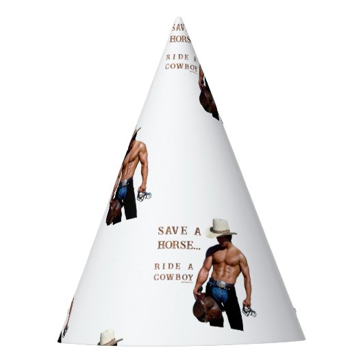 SlipperyJoe's save horse ride rietje cowboy pet mu Feesthoedjes (Voorkant)