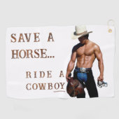 SlipperyJoe's save horse ride rietje cowboy pet mu Golfhanddoek (Horizontaal)