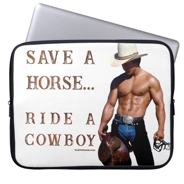 SlipperyJoe's save horse ride rietje cowboy pet mu Laptop Sleeve (Voorkant)
