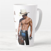 SlipperyJoe's save horse ride rietje cowboy pet mu Latte Mok (Rechterhoek)