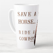 SlipperyJoe's save horse ride rietje cowboy pet mu Latte Mok (Linkerhoek)