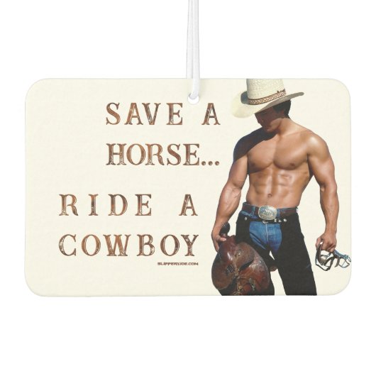 SlipperyJoe's save horse ride rietje cowboy pet mu Luchtverfrisser (Voorkant)
