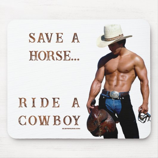 SlipperyJoe's save horse ride rietje cowboy pet mu Muismat (Voorkant)