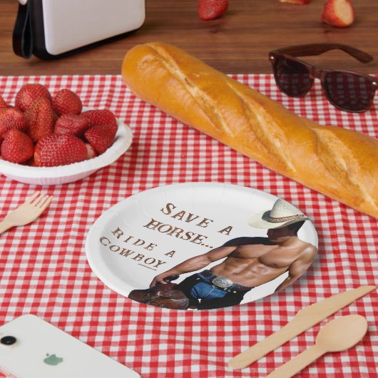 SlipperyJoe's save horse ride rietje cowboy pet mu Papieren Bordje (Picknick)