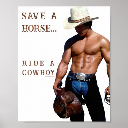 SlipperyJoe's save horse ride rietje cowboy pet mu Poster (Voorkant)